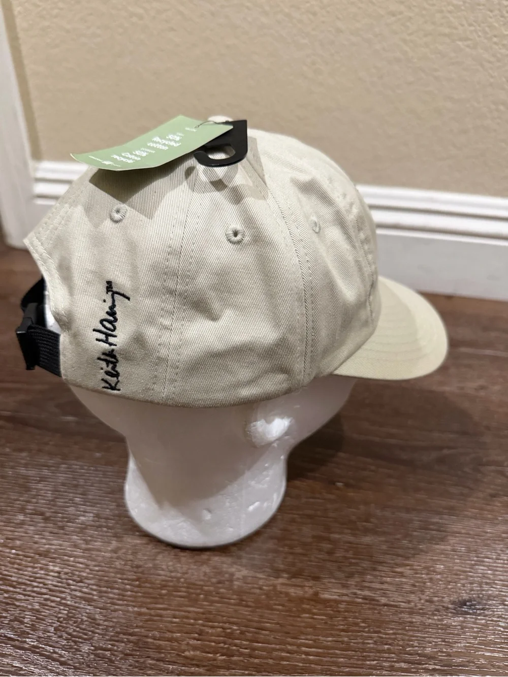 H&M Keith Haring Beige Baseball Cap with Red Heart Graphic